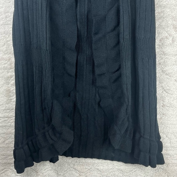 Vintage witchy whimsigoth Black Sleeveless Knit Cardigan Medium Ruffled Ribbed - Picture 3 of 12
